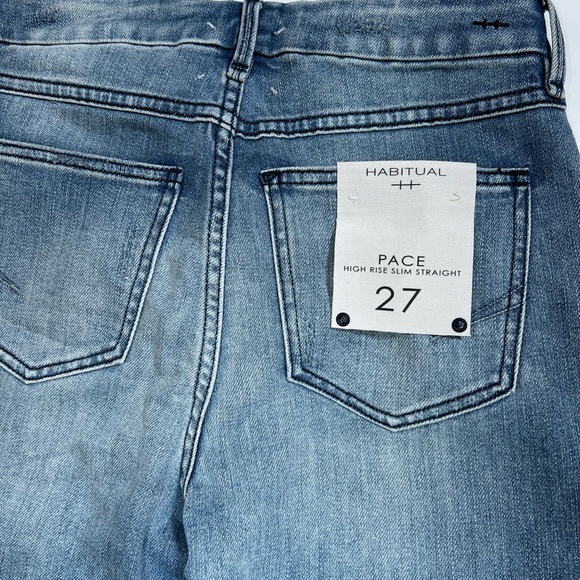 Habitual Pace High Rise Slim Straight Jeans 27 Light Wash Cropped Slit Hem - Picture 13 of 16